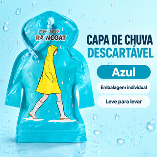 Capa de Chuva Descartável Portátil com Capuz (Ciência da Pele)