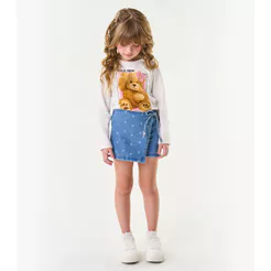 Shorts Saia Feminino Jeans Trick Nick Azul