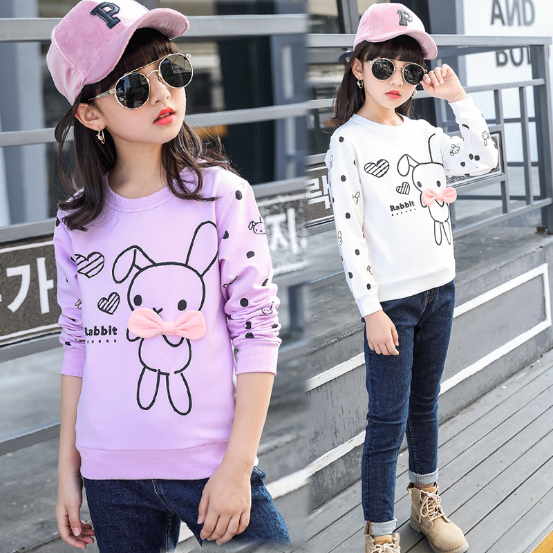 Meninas de manga comprida camiseta 2024 novo estilo primavera outono curto topo versão coreana moletom fino crianças pri