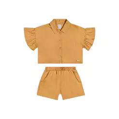 Conjunto Infantil Menina Linho Rústico Colorittá Laranja