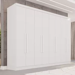 Guarda-Roupa Casal 8 Portas 4 Gavetas França Espresso Móveis Branco Branco