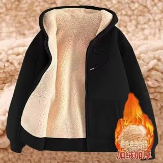 Juventude ins zíper moletom com capuz masculino versão coreana na moda inverno cor sólida cordeiro velo com capuz Cardig
