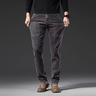 Jeans masculinos elásticos outono inverno novo estilo na moda All-Match Multi-bolso reto S