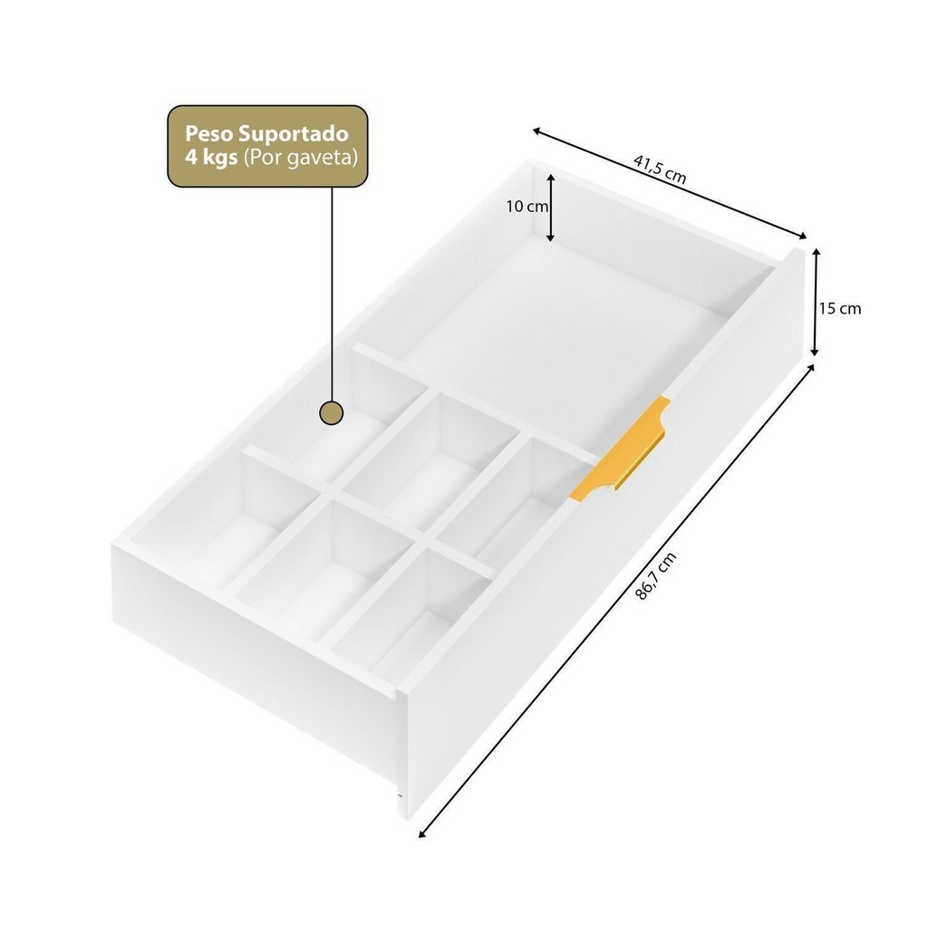 Mesa Escrivaninha com e Porta Objetos Vita 5 Gavetas 136cm Yescasa Branco — imagem 2 de 2