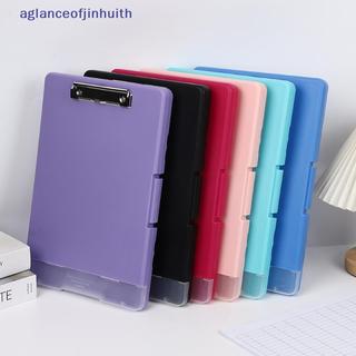 [aglanceofjinhui] Prancheta De Armazenamento De Plástico Com Clipe De Metal E Porta-Canetas Para Trabalho Em Campo De En