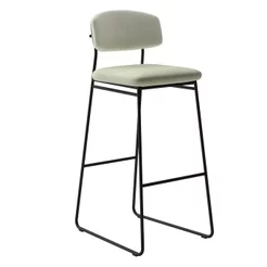 Banqueta Alta para Bancada Sala de Jantar Encosto e Assentos Estofados Linha Jaraguá. Preto/Fosco Preto Fosco