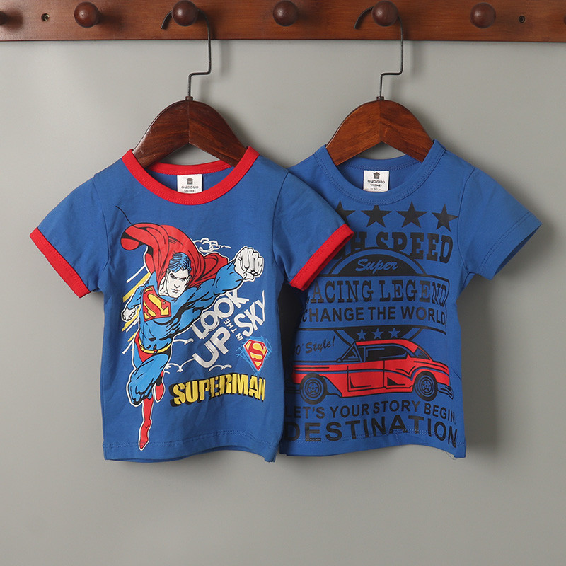 Comércio exterior crianças meninos verão camiseta de manga curta puro algodão topo 80-110cm