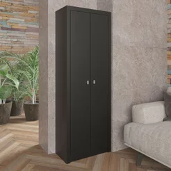 Armário para Escritório 171,5x60cm com 2 Portas e 5 Prateleiras ME4105 Preto Preto