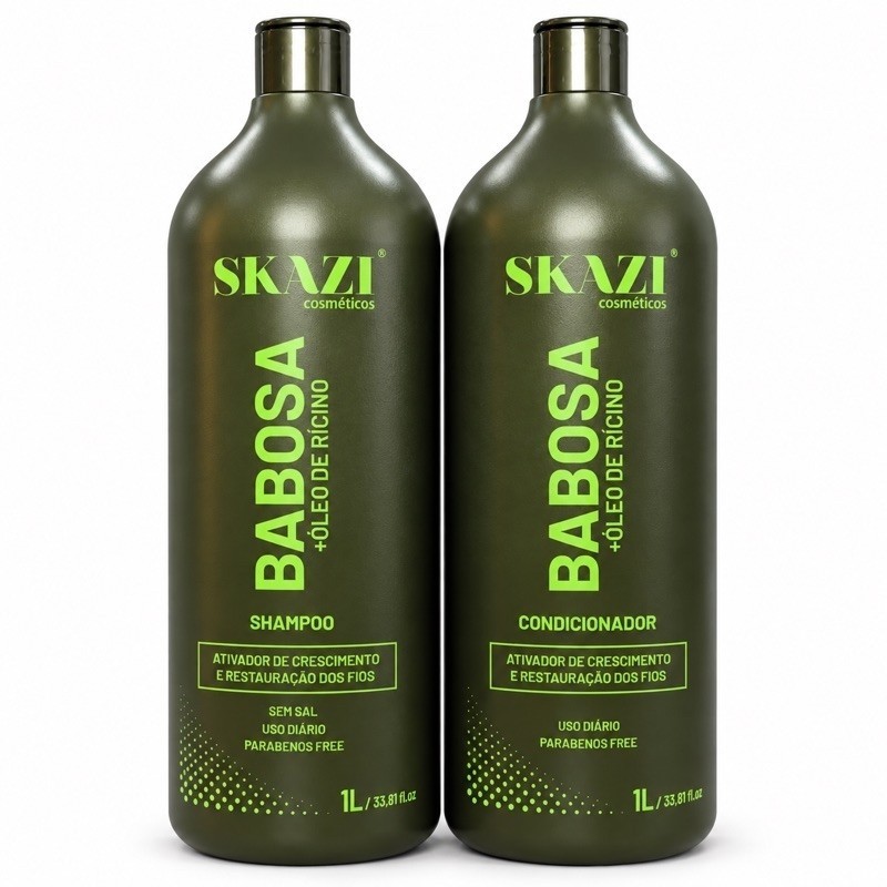 Kit Skazi Vegano Babosa + Óleo De Rícino Shampoo & Condicionador 1 Litro