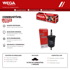 Filtro de Combustível Fiat Uno 2010 até 2026 Wega Original