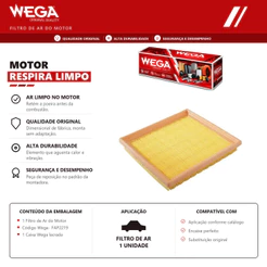 Filtro De Ar Motor Vw Saveiro Fox Polo Virtus Voyage Gol CrossFox 1.6 Msi - FAP2219