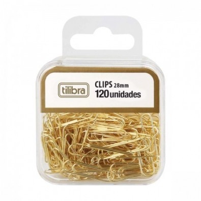 Clips 28mm Dourado 120 Unidades Tilibra