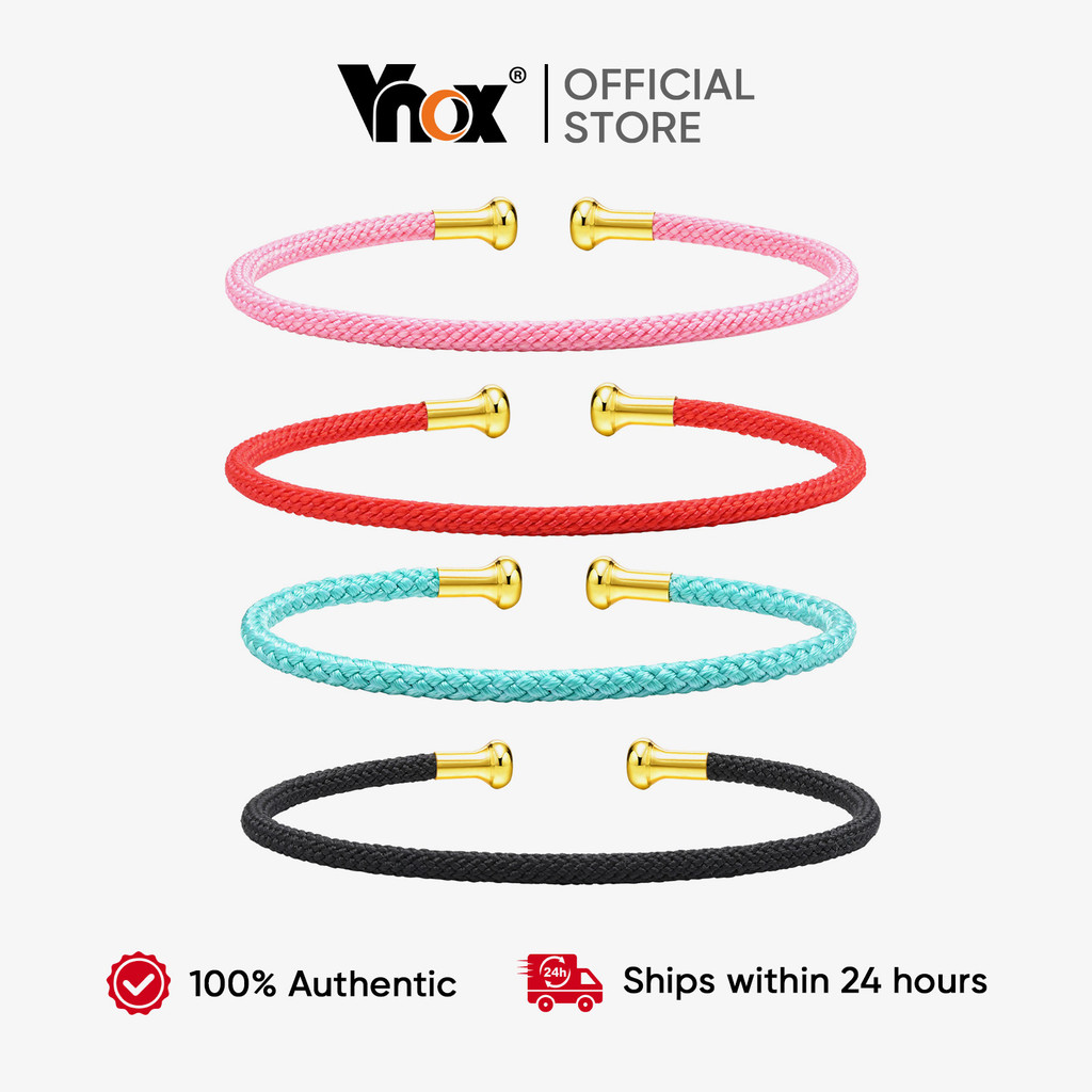 Vnox Feminino Meninas Parafuso Cabeça Acessório Tecido Fio De Aço Corda Elástica Aberta Pulseira Banhada A Ouro À Prova em Oferta na Shopee