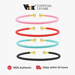 Vnox Feminino Meninas Parafuso Cabeça Acessório Tecido Fio De Aço Corda Elástica Aberta Pulseira Banhada A Ouro À Prova