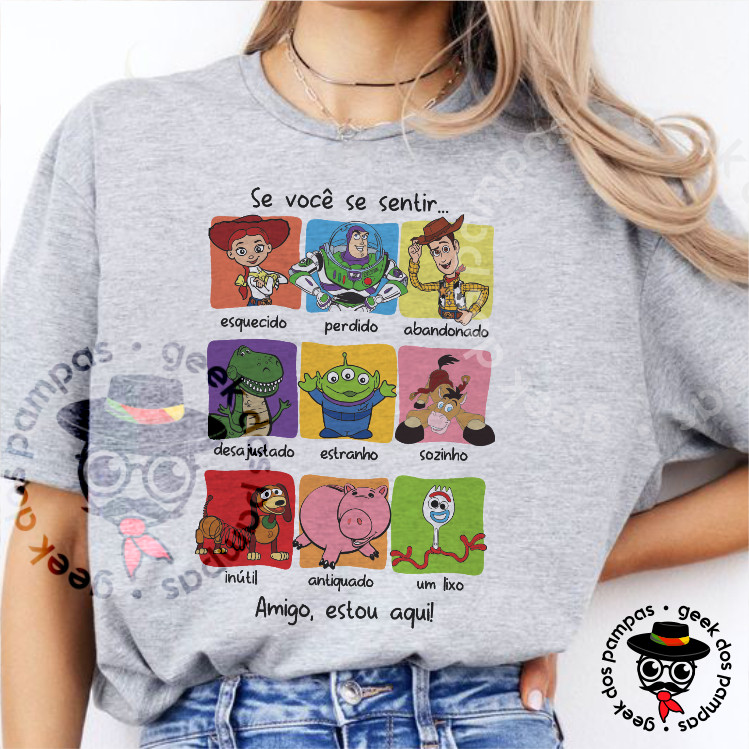 Camiseta Feminina 100% Algodão Oversized Basica Masculina E Feminina(Unissex)100% Algodão Estampa Turma Do Toy Story