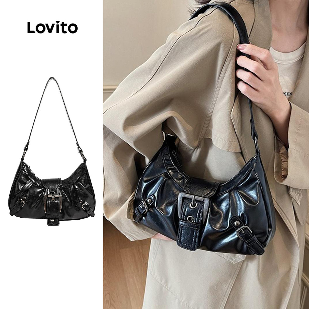Lovito Elegante simples projetado alça Flip saco simples e data jantar pequena bolsa de ombro para mulher LFA69273 em Oferta na Shopee