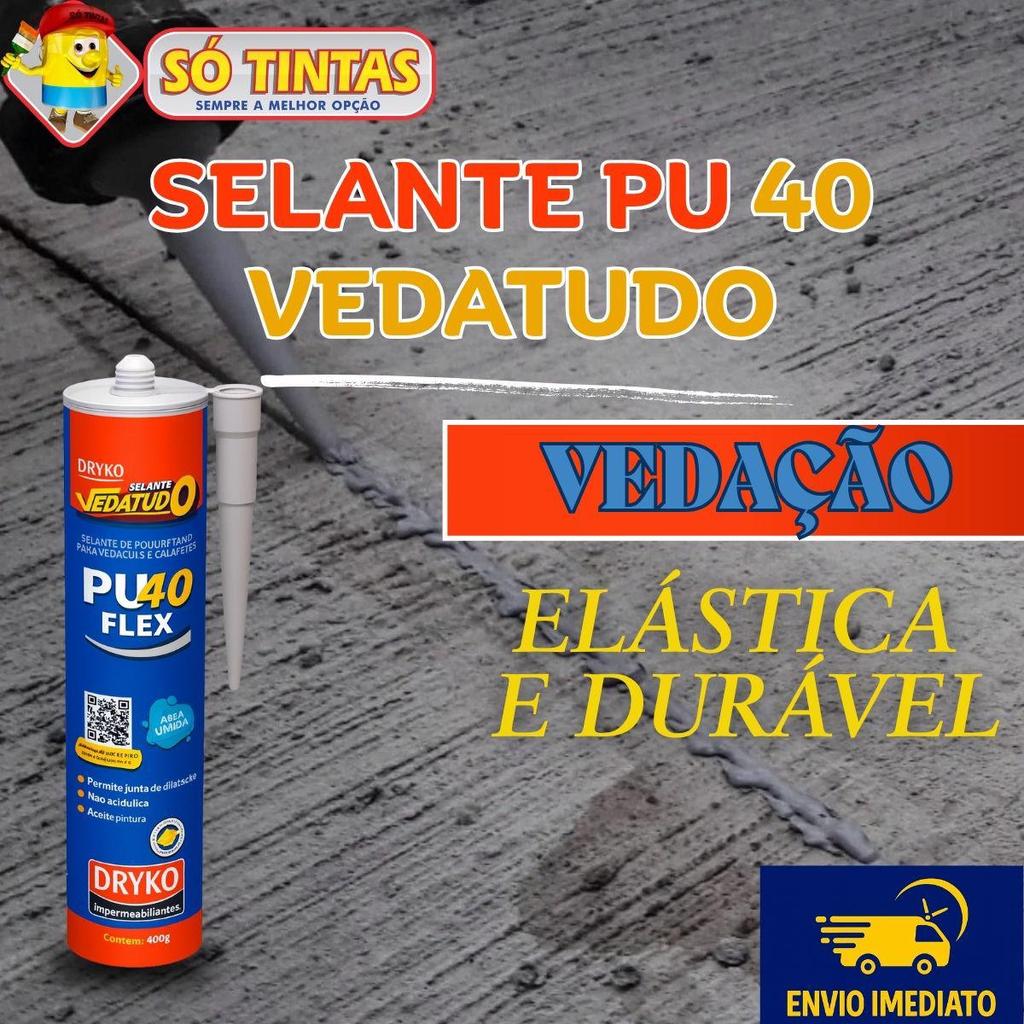 Detalhes do Kit Selantes Adesivos Preto PU40 Flex Dryko VedaTudo 400g, Alta Performance e Boa Vedação