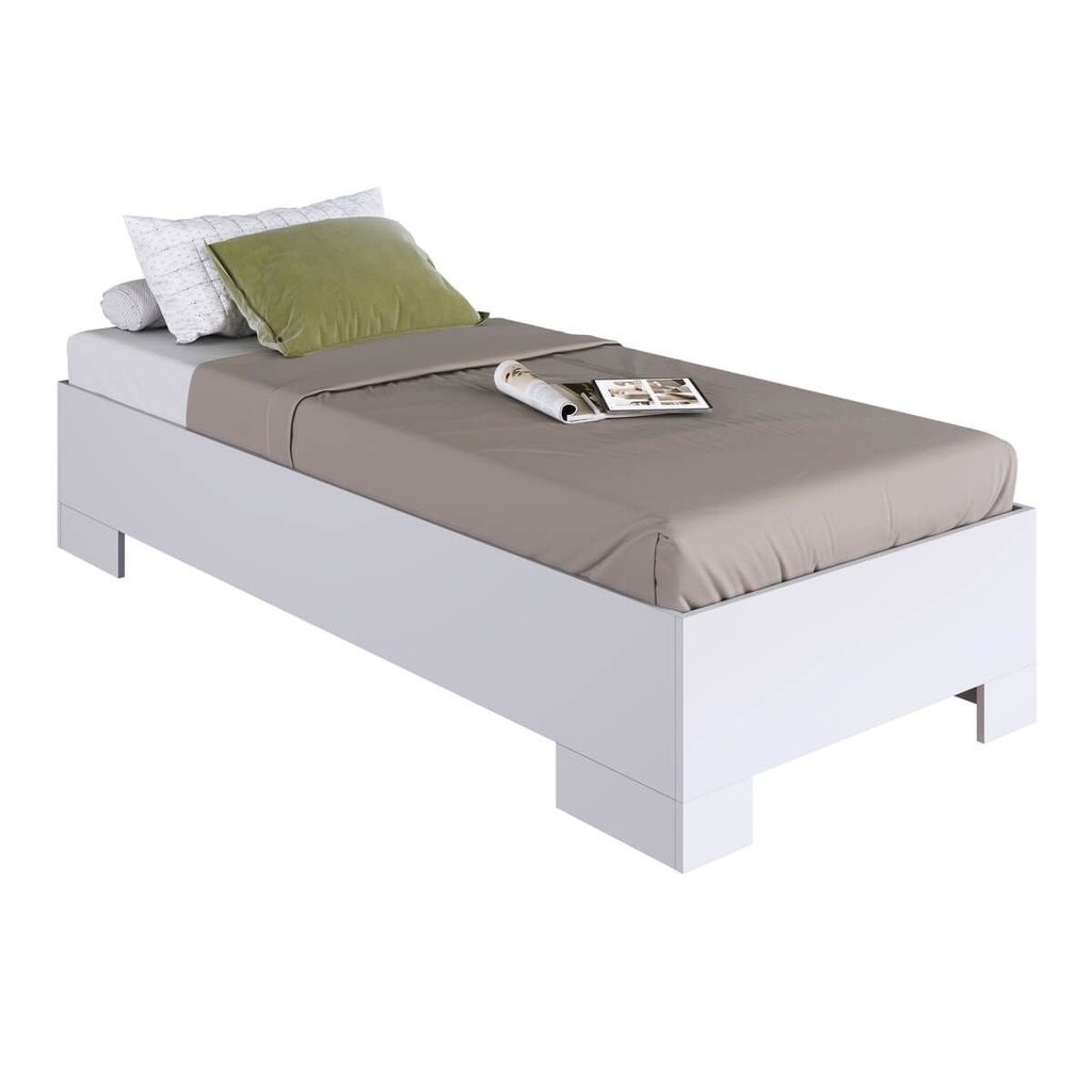Detalhes do Cama de Solteiro Box com Estrado Fixo 80 - Xangai Branco
