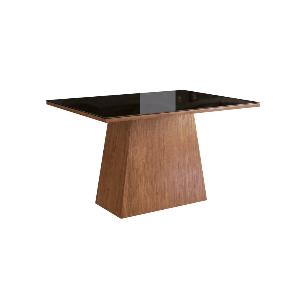 Mesa para Sala de Jantar 120x90cm com Vidro Lapidado  Canela/Preto