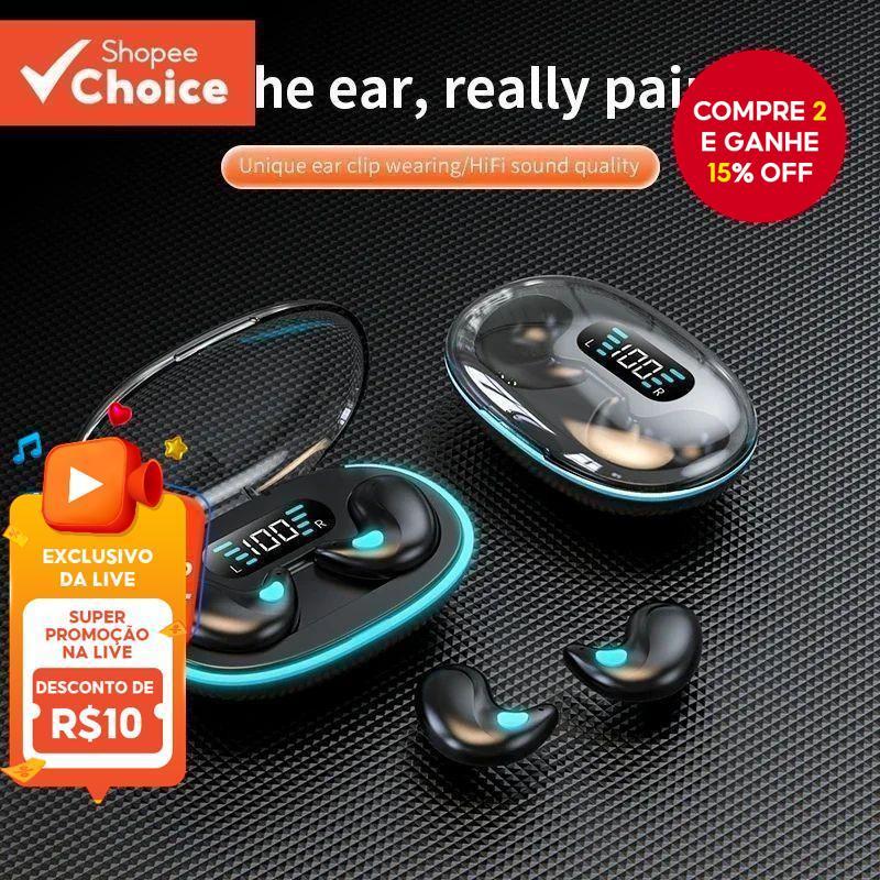 Senbenbao X55 Fones De Ouvido TWS Sleep Sem Fio Bluetooth Display Led HIFI Som Estéreo Fone À Prova D
