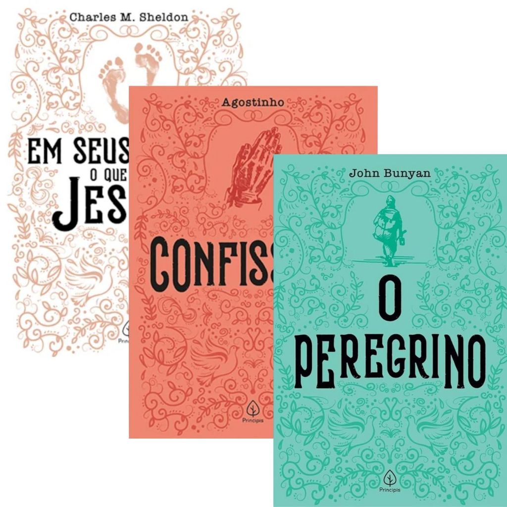 Kit 3 Livros | Em Seus Passos o que faria Jesus + Confissões + O Peregrino