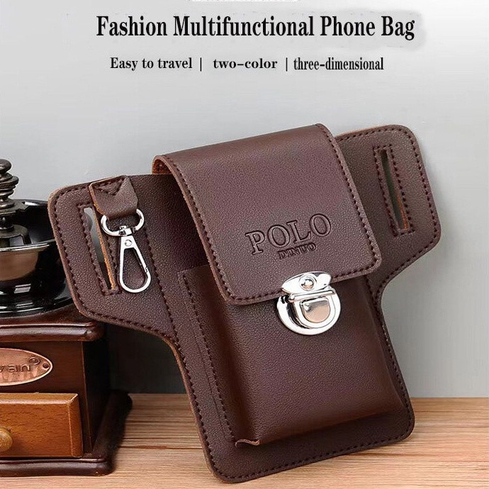 Bolsa De Cintura De Couro Masculina POLO Coldre De Telefone De Alta Qualidade Carteira Caso Porta-Chaves