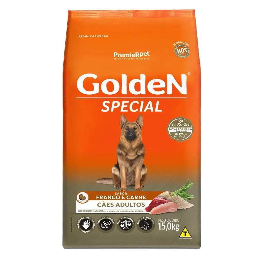 Ração pra Cães Adultos Golden Special sabor Frango e Carne 15kg em Oferta na Shopee