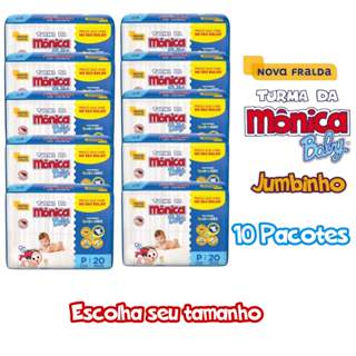 Kit C/10 Pacotes de Fralda Turma Da Monica Jumbinho RN,P,M,G em Oferta na Shopee