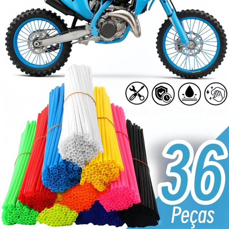 36 Peças Capa de Raio Para Bicicleta Moto Cadeira De Rodas Bike Universal Canudo Colorido Silicone Plástico