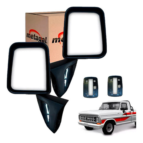 Par De Retrovisor Ford F1000 1993 1994 Original Metagal Fixo