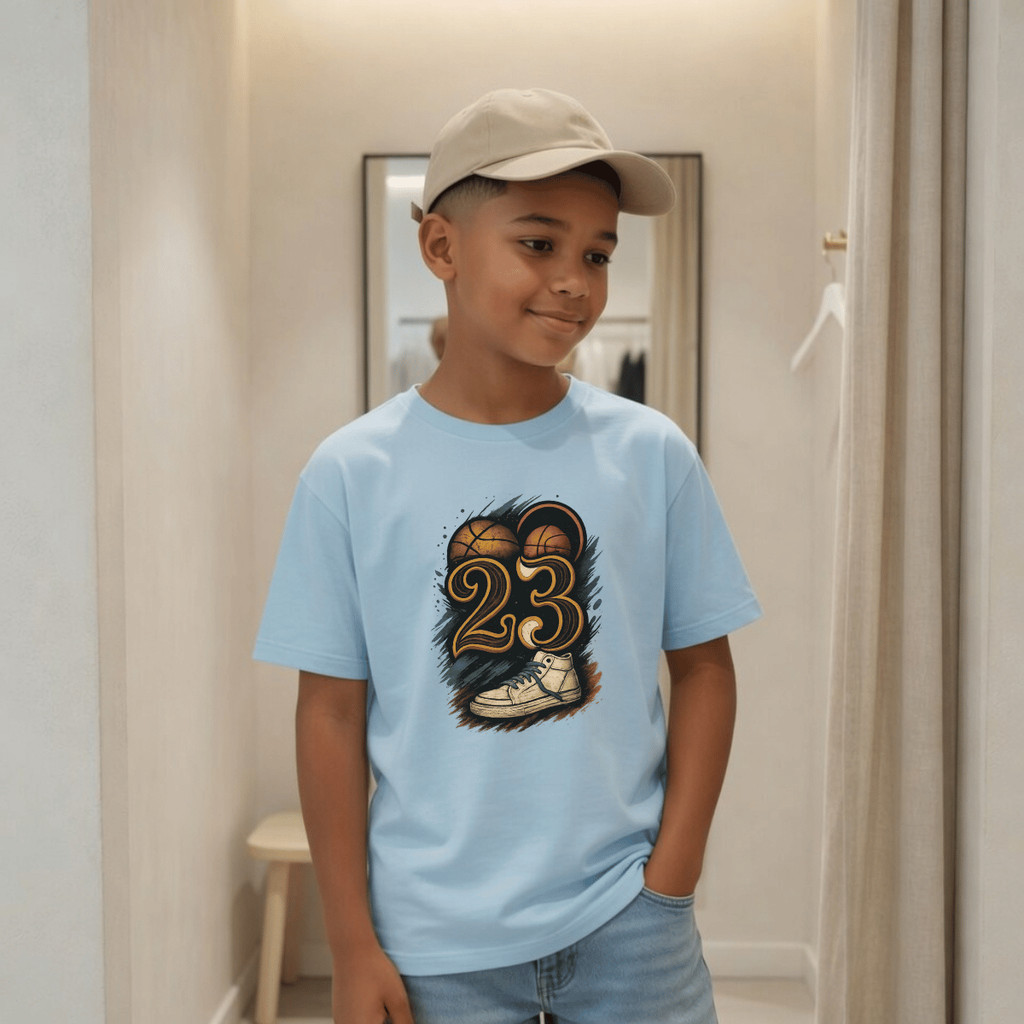 Camiseta Infantil e Juvenil Estampada Simbolos Basquete 100% Algodão Premium Criança Personalizada Blusa Camisa Unissex