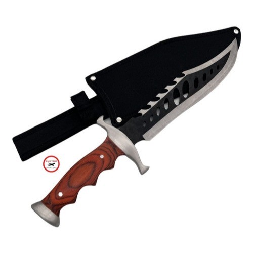 Faca Artesanal Serrilhado Aço 440 Facão Rambo Militar Tático Pescaria Caça