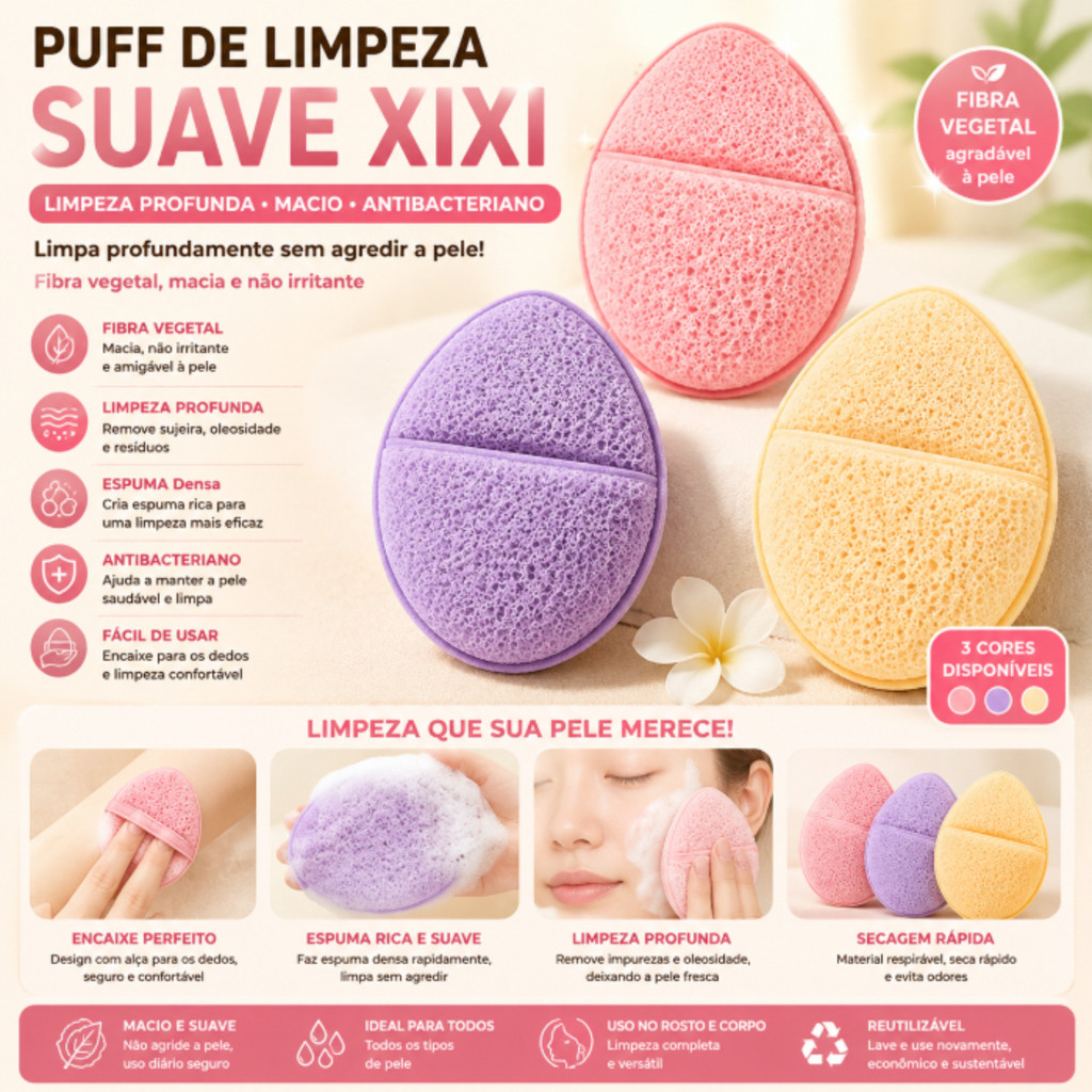 Kit 3un Esponja de Limpeza Facial Suave  Espuma Limpeza Profunda, Ideal para Pele Sensível  Envio de Cor Aleatórhere