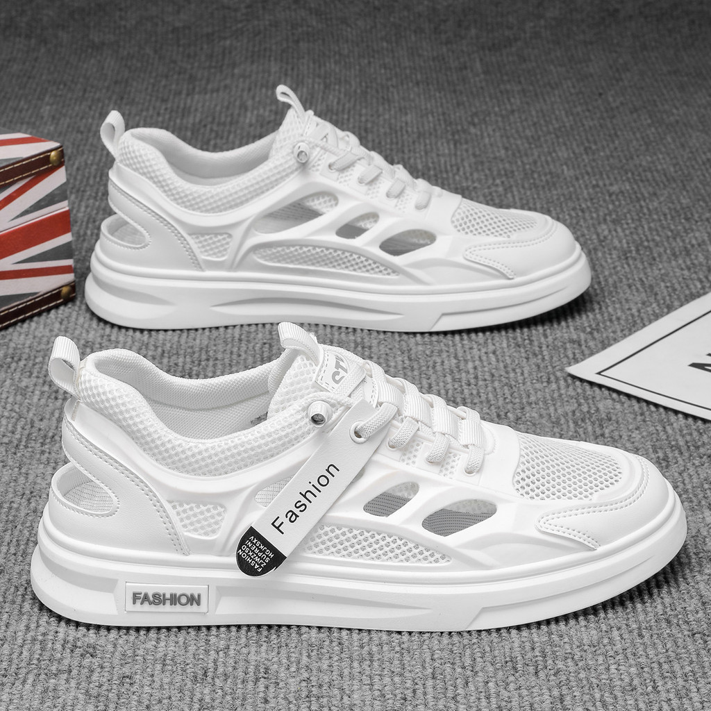 Sandálias de verão masculinas respirável quadro sapatos de malha oca deslizamento-em sapatos masculinos buraco sapatos c
