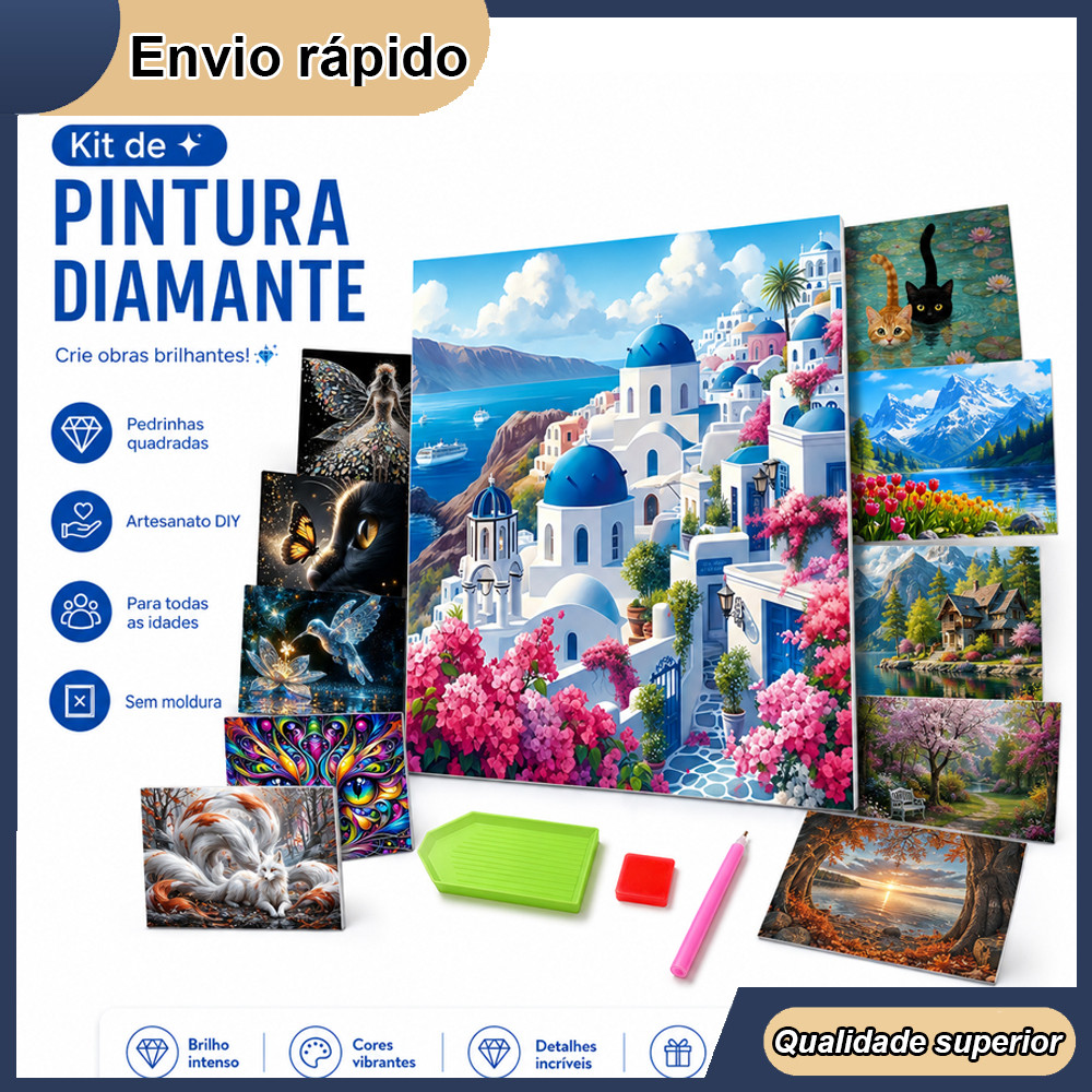Pintura com Diamantes Quadrados DIY para Adultos e Crianças Kit de Artesanato