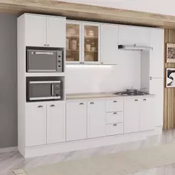 Armário de Cozinha Completa com Balcão Milla Unique Carraro Branco