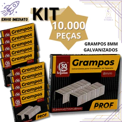 Jogo 10.000 MIL Grampo 8mm Galvanizado Profissional Alta Qualidade para Tapeceiro Estofador Marcenaria e Artesanato