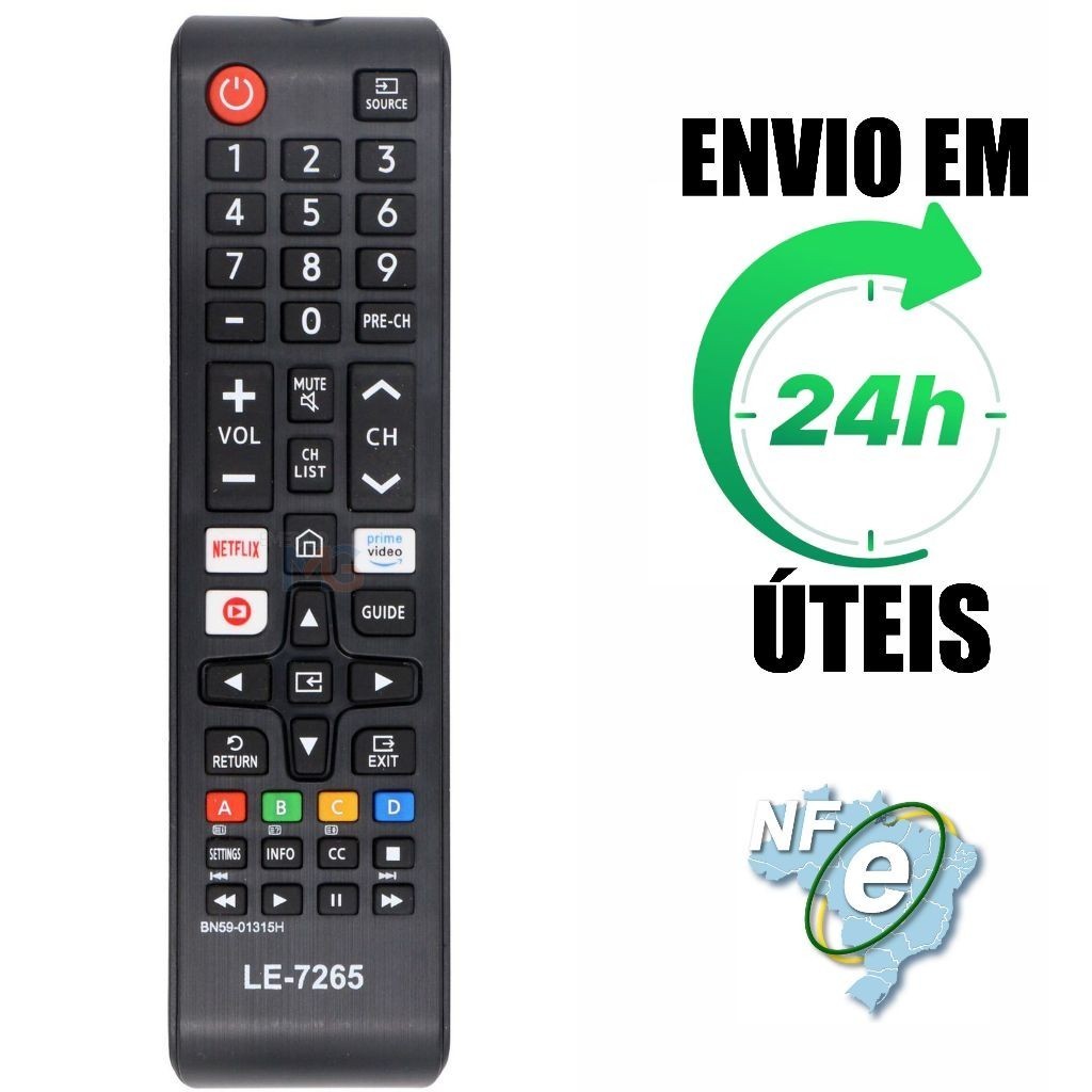 Controle Remoto  Compatível Com TV Smart Samsung Universal Lcd 4k Netflix/prime Video/globoplay Lh32Betblg