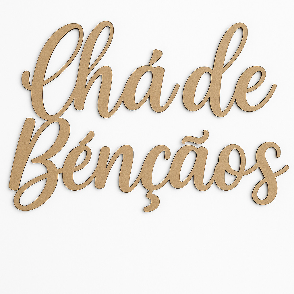Letreiro Decorativo Palavra Chá de Benção Mdf Cru Lettering