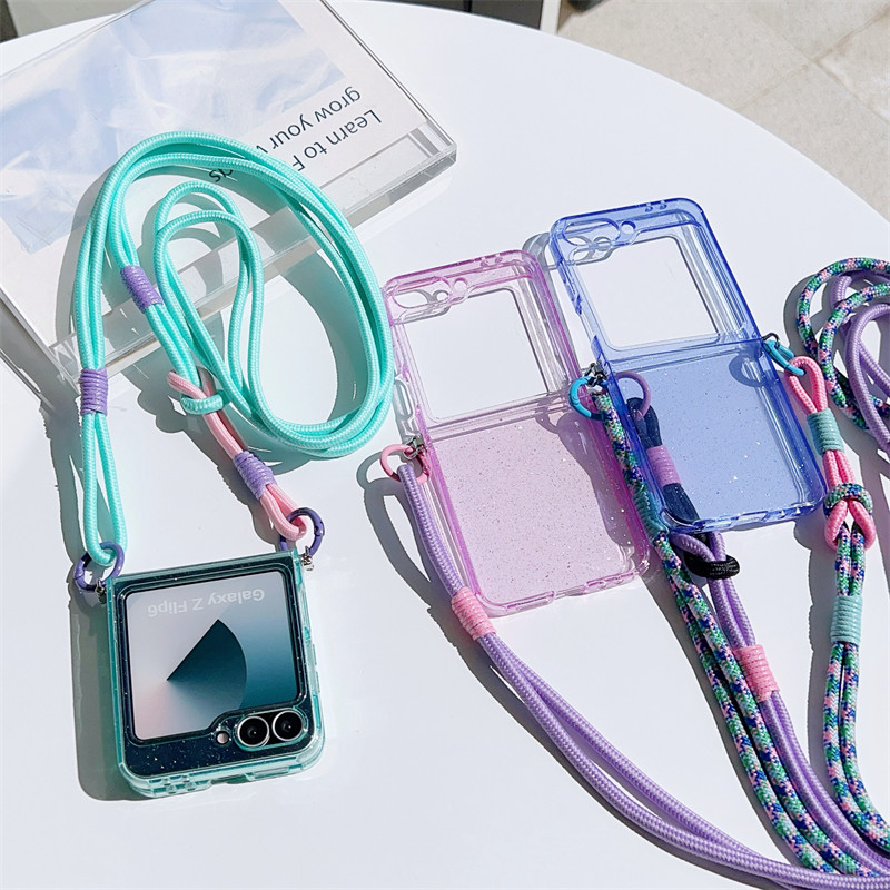 Crossbody Cordão Claro Flip Caso De Telefone Para Motorola Moto Razr 70 60 50 40