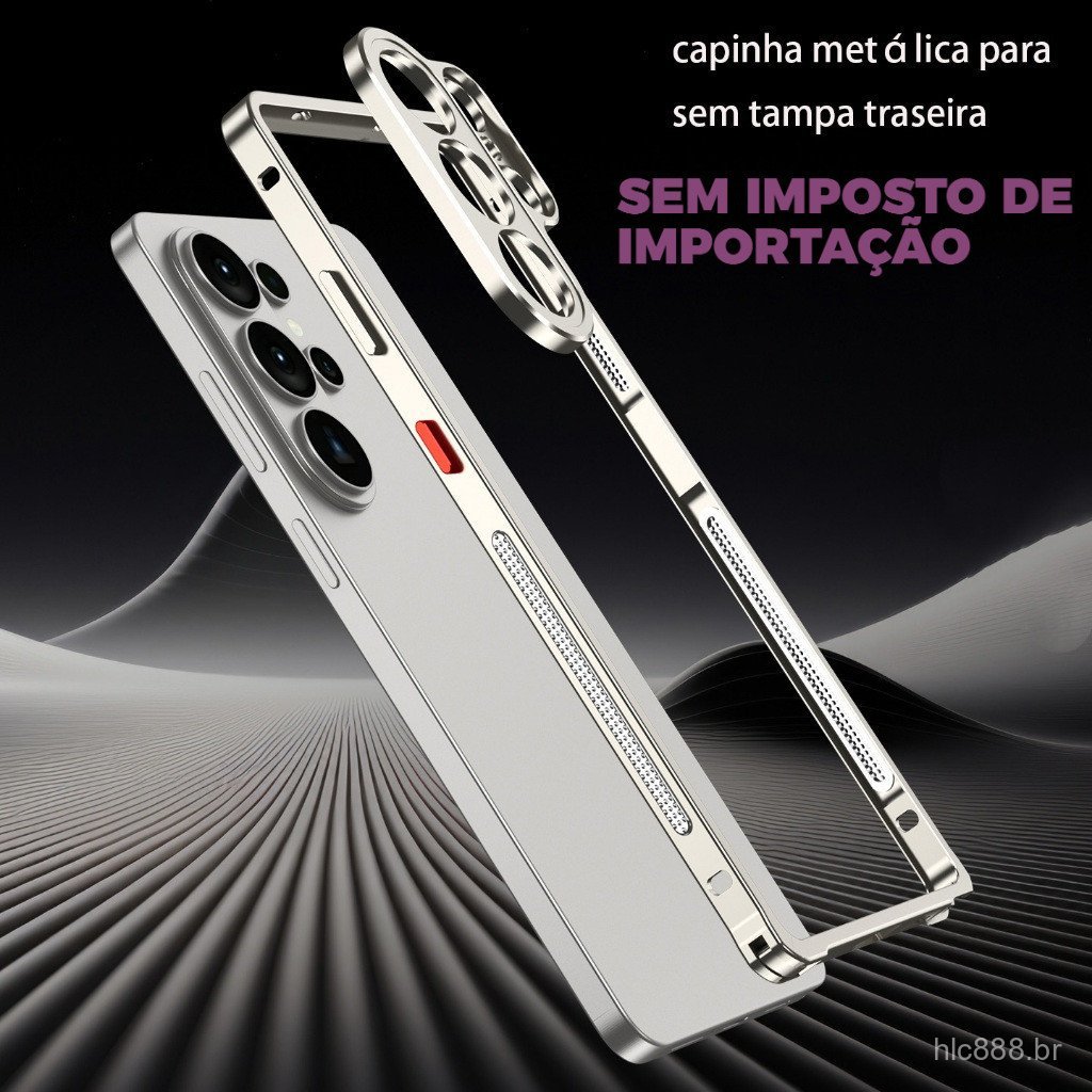Capa Com Moldura De Metal Para Samsung Galaxy S26 S25 S24 Ultra A37 A57 Textura De Alta Qualidade (Sem Traseira)