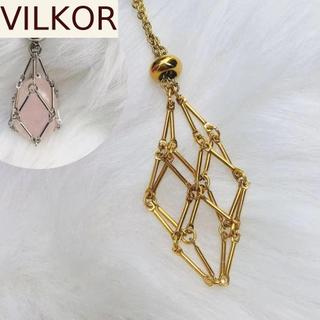 Colar De Aço Inoxidável VILKOR , Bolsa De Rede De Armazenamento De Pedra , Gaiola De Cristal , Corrente De Metal