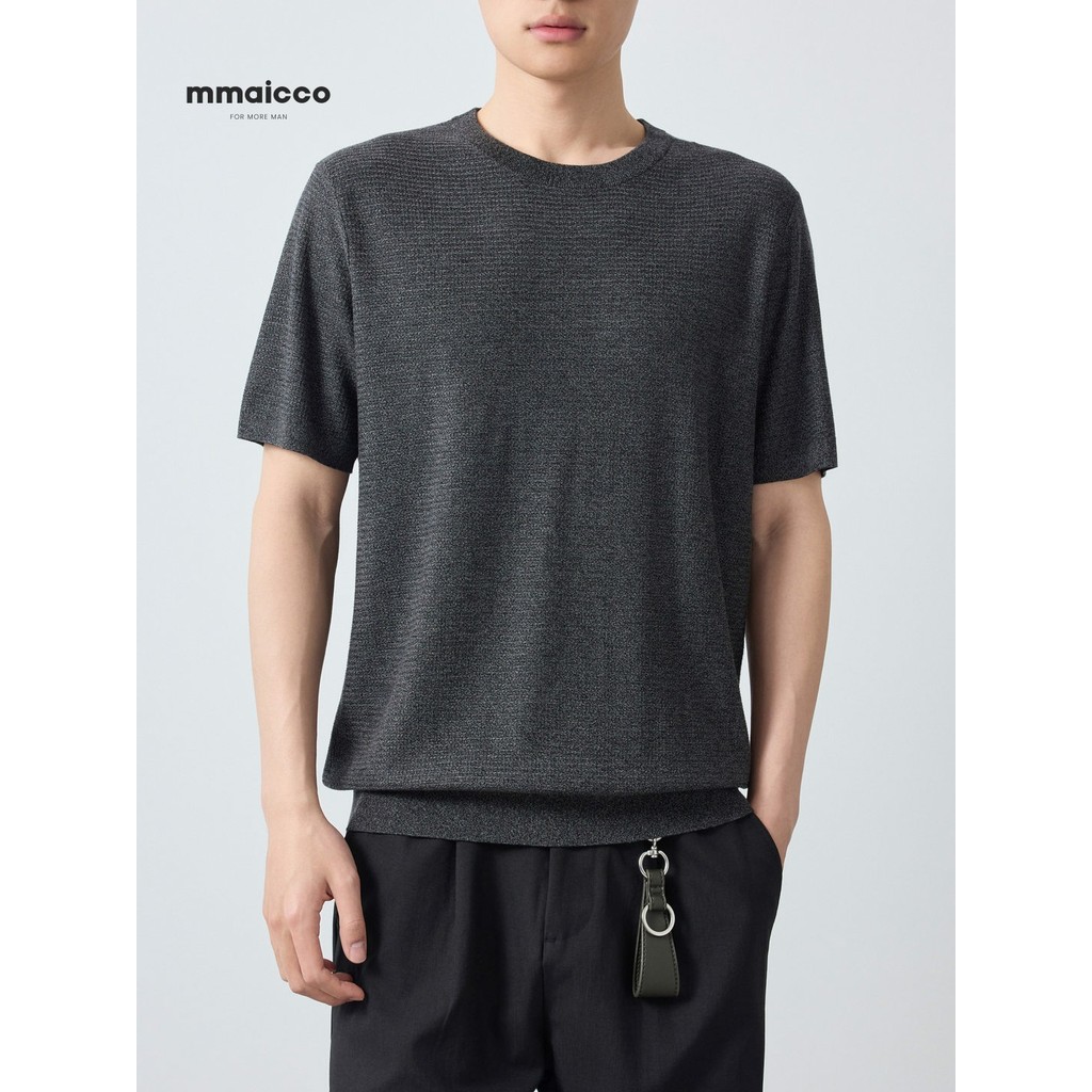 Momaike roupas masculinas Gao Zhi Commuter Lyocell legal camiseta masculina 2026 verão novo estilo textura masculina man