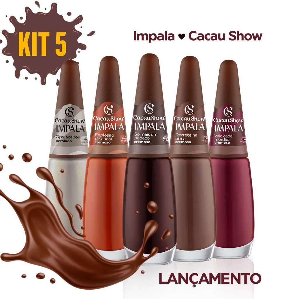 Kit 5 Esmalte Impala Coleção Cacau Show 7,5ml