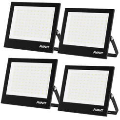 Kit 4 Refletor Led 150w Luz Externa Comercio Branco Frio 6500k Bivolt 127v 220v Avant