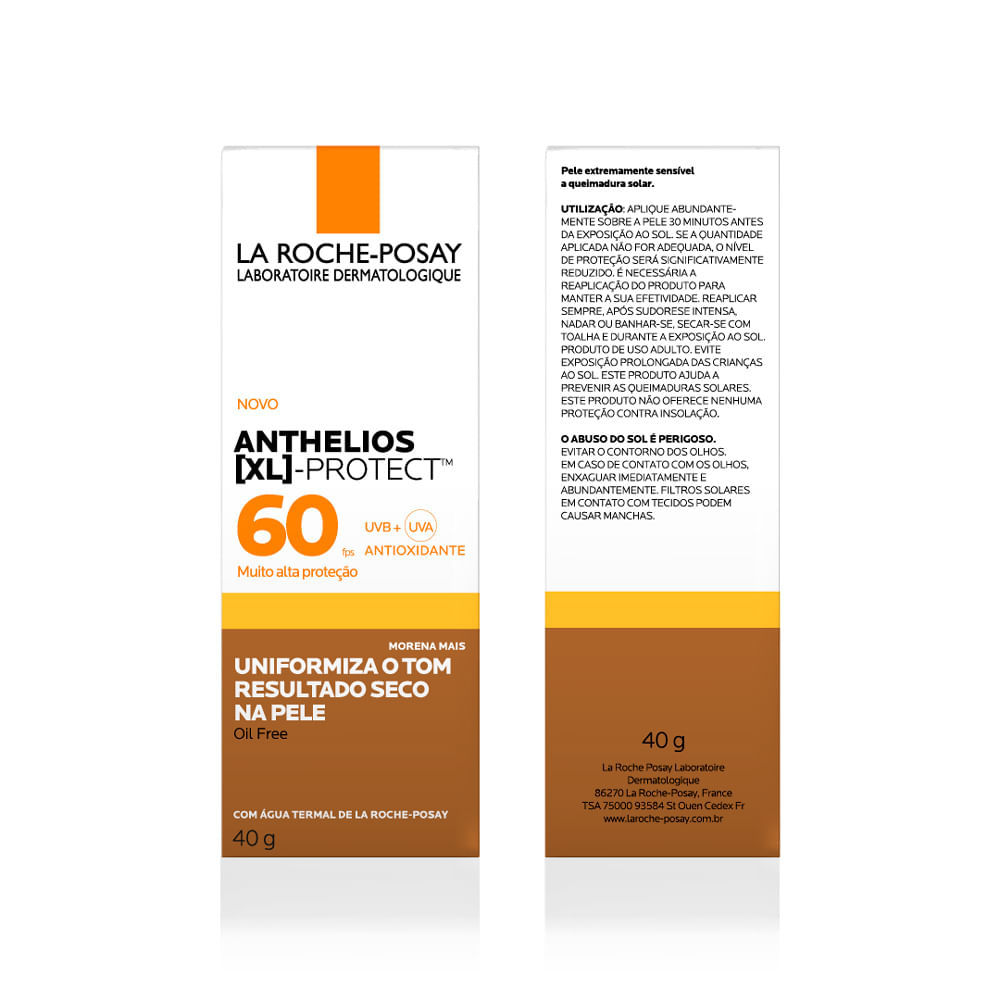 Protetor Solar Facial Anthelios XL-Protect Cor Morena Mais FPS 60 Gel Creme 40g