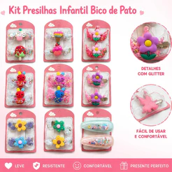 Presilhas Infantil Bico de Pato Cupcake Sorvete Acessório de Cabelo Menina Fofo Colorido