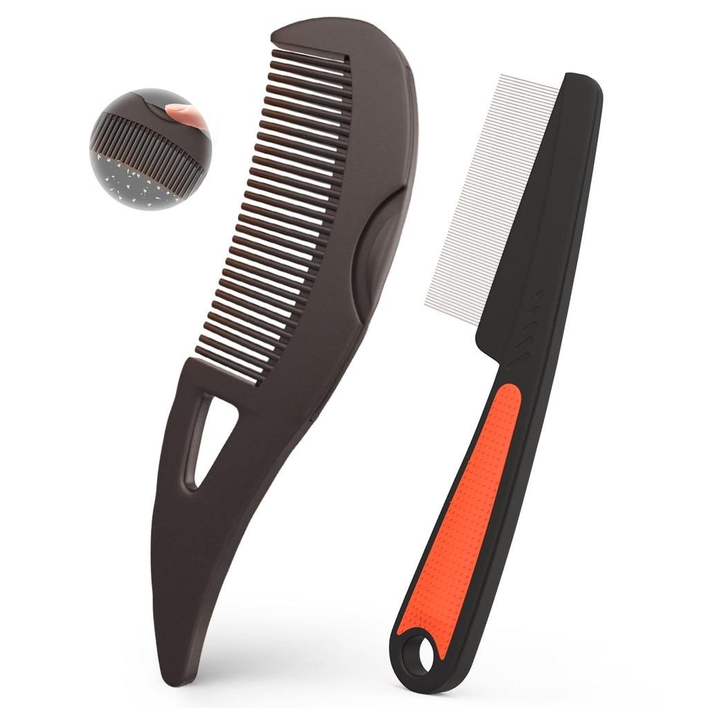 Conjunto de 2 Pentes Anticaspa Autolimpantes, Dentes Ocos com Liberação por Botão para Desintoxicação do Couro Cabeludo,
