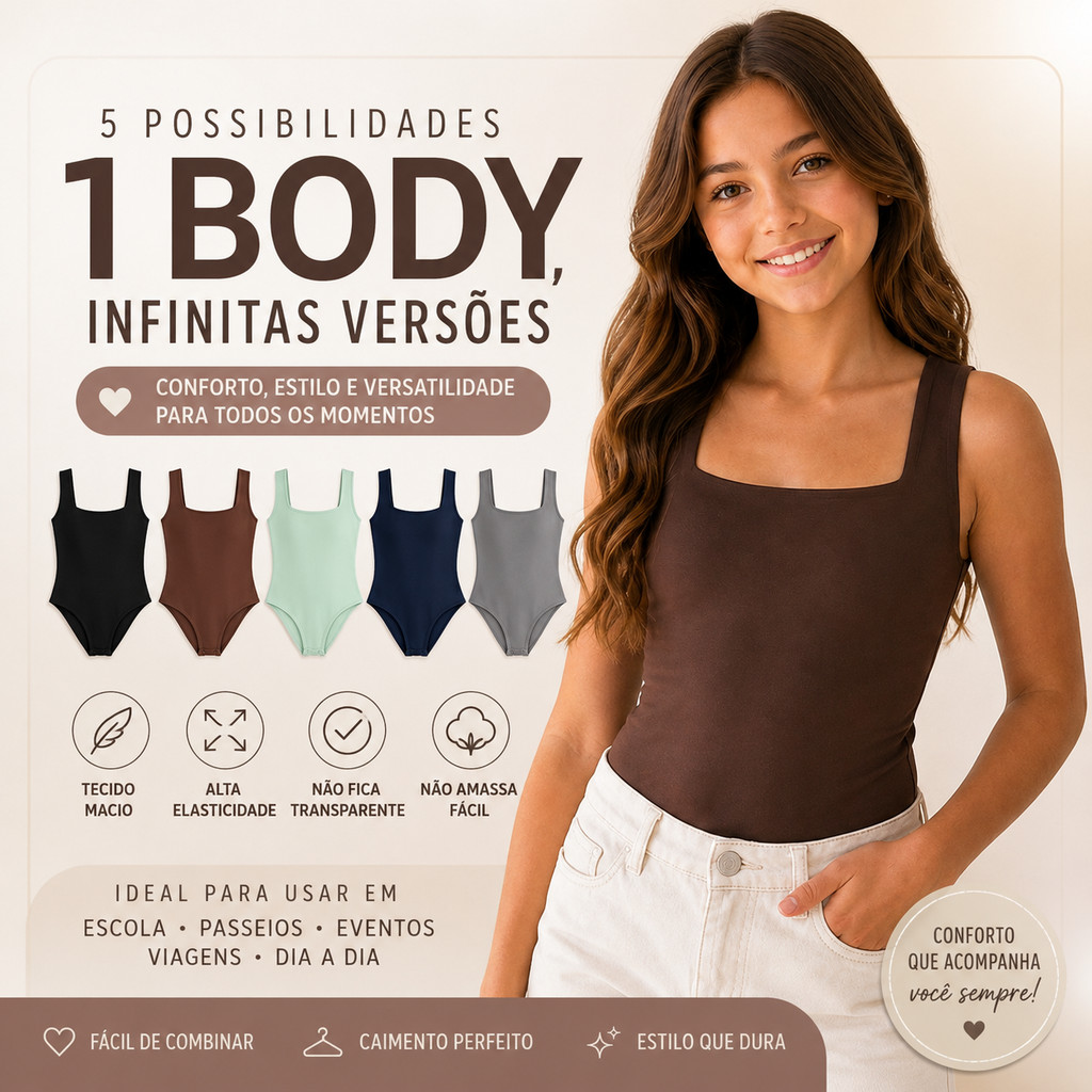 Body Infantil Feminino Básico Liso Confortável Regata Várias Cores para Menina