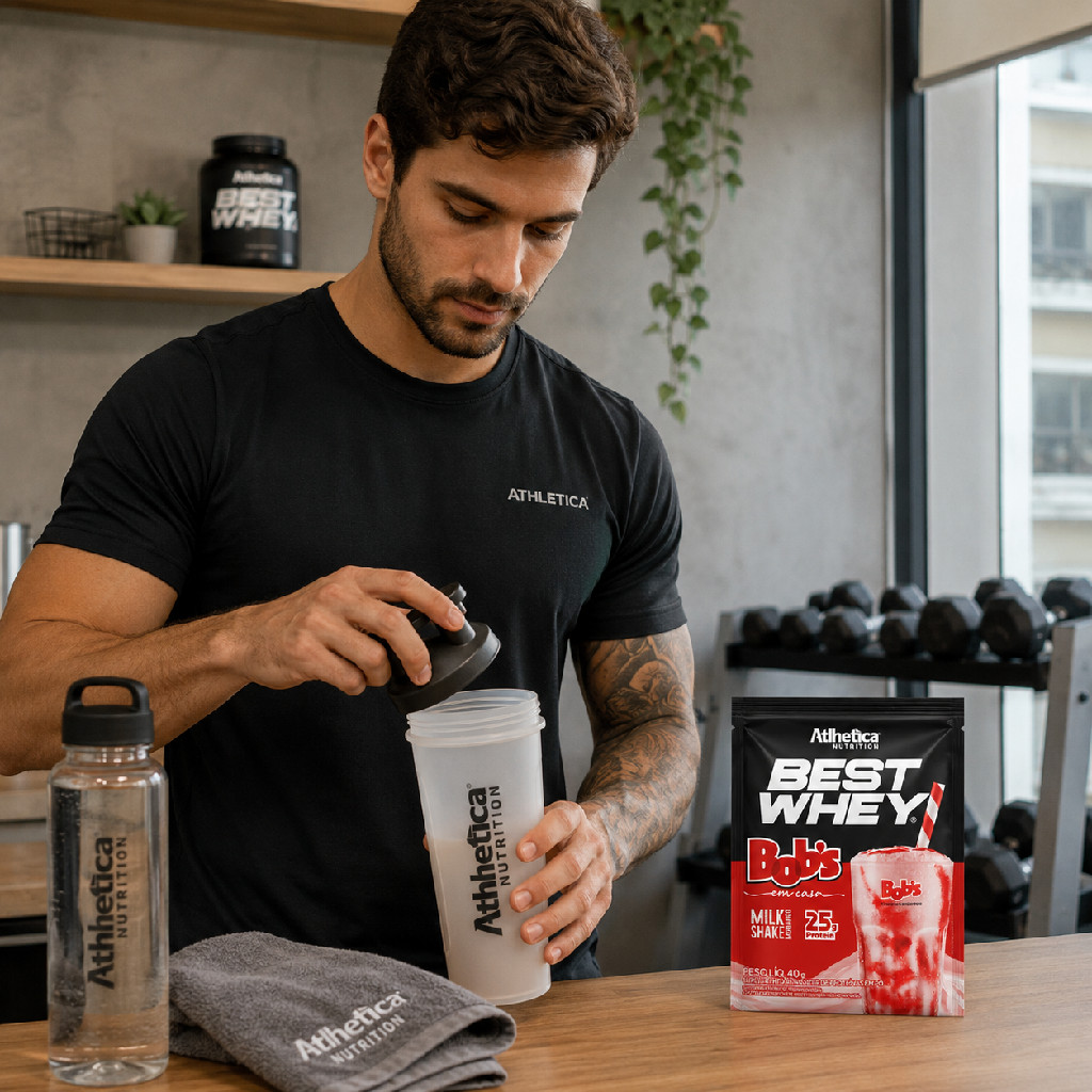 Best Whey Atlhetica Nutrition Milkshake de Morango Bob's Sachê 40g — imagem 2 de 2